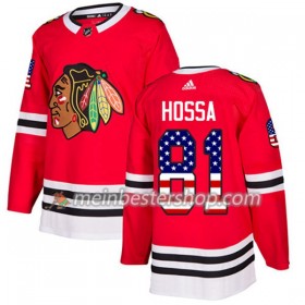 Chicago Blackhawks Marian Hossa 81 Adidas 2017-2018 Rot USA Flag Fashion Trikot Authentic - Herren